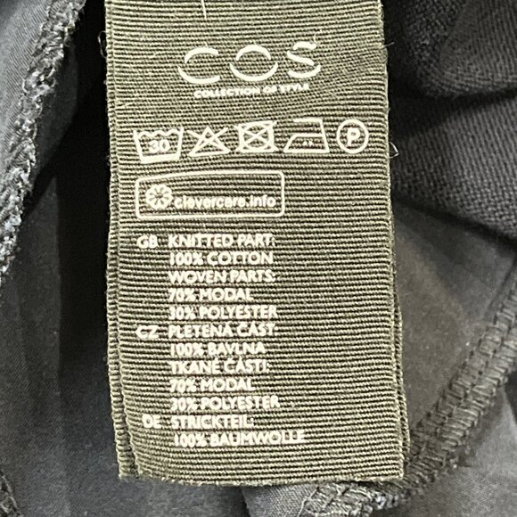 COS Dress Womens M Navy Blue Cotton Modal Blend‎ Asymmetric  Boxy Midi Lagenlook - Picture 4 of 6